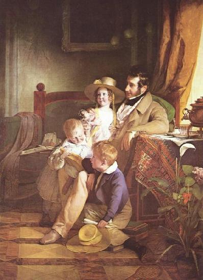 Friedrich von Amerling Portrat des Rudolf von Arthaber und seiner Kinder